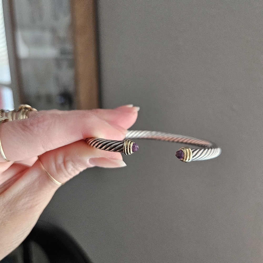 *SOLD* Amethyst David Yurman Classics Cable Bracelet 5mm with 14k Yellow Gold
